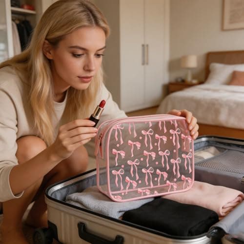 Clear Makeup Bag 2-Pack Pink Blue — view 6