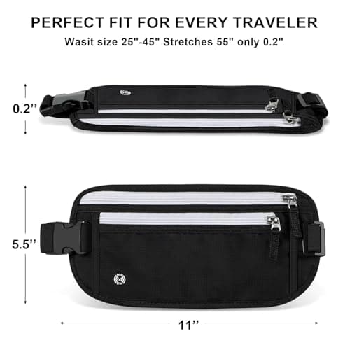 HEGCOIIE RFID Blocking Travel Money Belt, Hidden Passport Waist Pouch — view 3