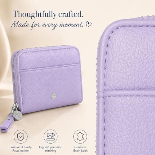 Small Purses for Women Faux Leather RFID Multi-Slot Card Wallet (Purple) — view 3