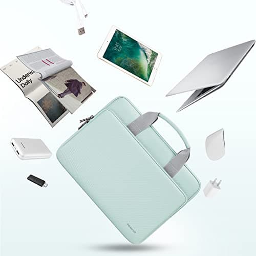 DOMISO 15.6 inch Water-Resistant Laptop Sleeve Bag Carrying Case with Handle for Lenovo Yoga 720 IdeaPad S510 320 ThinkPad T570 E575/HP Envy Pavilion/Dell XPS 15/15.6" Notebooks,Mint Green — view 6