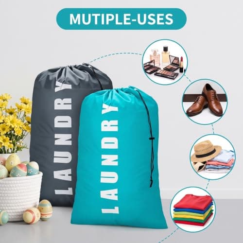 Kaaeiccr Travel Laundry Bags, 2 Pcs Large Drawstring Oxford Storage Pouches — view 6