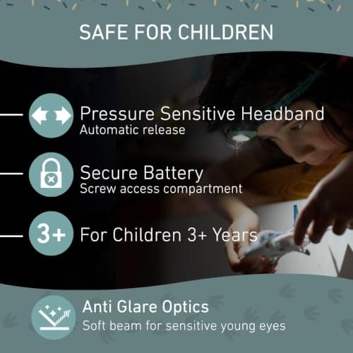 Ledlenser KIDLED4R Kids Head Torch Rechargeable, 5 Light Modes, Lightweight, Dinosaur LED Headlamp, Inc Auto Shut-Off Feature, Inc Clip for Backpack, Ideal for Camping, Gift for Children Girls Boys — view 4
