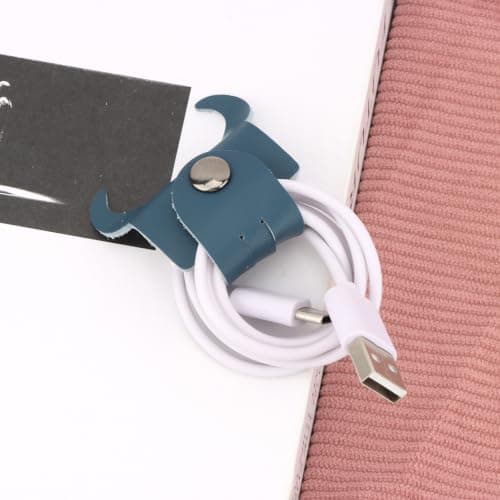 KEUKORZ 8Pcs Cute Animal Shaped Cord Organizers, PU Leather Cable Straps Clips Winders in Bear and Bull Designs for Earphones and Charging Cables Home Office — view 4