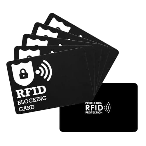 ChainYao 6 PCS RFID Blocking Cards, Ultra Thin Black Anti Theft Credit Card Protectors, Contactless Bank Card Blocker for Wallets, Slim Card Safeguard for Men & Women