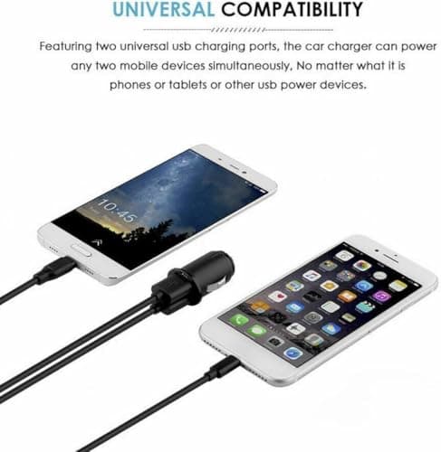 Fast USB Car Charger Dual Port Car Adapter 12V/24V Cigarette Lighter Socket Charging Plug Compatible with i-Phone, Sam-sung and Android phones (Pack of 1) — view 6