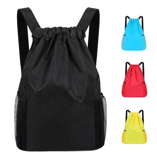Didiseen Drawstring Bag Waterproof 50 * 44 cm Oxford Gym Sack Black