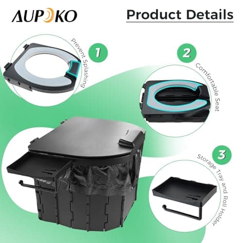 Aupoko Foldable Camping Toilet - Portable Loo for Outdoor Emergency Use — view 4