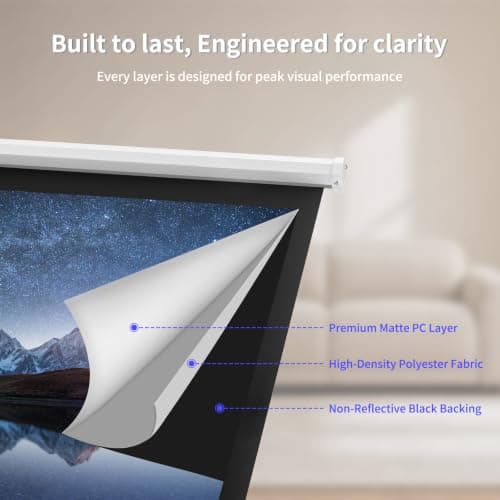MageScreen 100 Inch 16:9 Manual Pull Down Projector Screen HD 4K — view 5