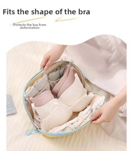 Travel Underwear Organizer Bag, Portable Lingerie Storage Pouch with Liner, 3-in-1 Large Bra Underwear Packing Cube, Waterproof Personal Garment Bag for Travel and Drawer Storage, Yellow — view 4