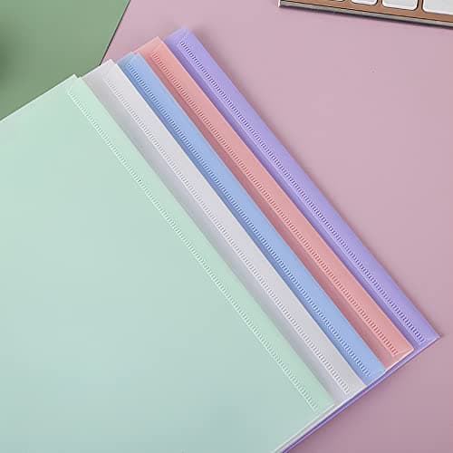 ASTARON 10 Pack A4 Plastic Envelopes Folders, Clear Document Folders Snap Envelopes, A4 File Folder with Label Pocket, for School Home Work Office, 5 Colors — view 5