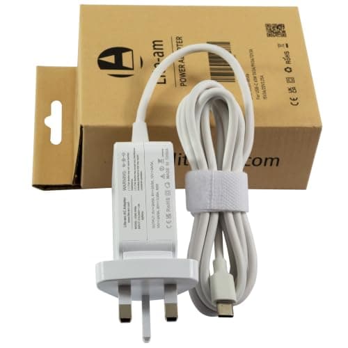 Lite-am 65W USB-C Fast Charger PD 3.0 UK Plug Power Adapter with Type-C Cable White For Amazon Eero Pro-6 mesh WiFi Router, Fire HD 8 — view 6