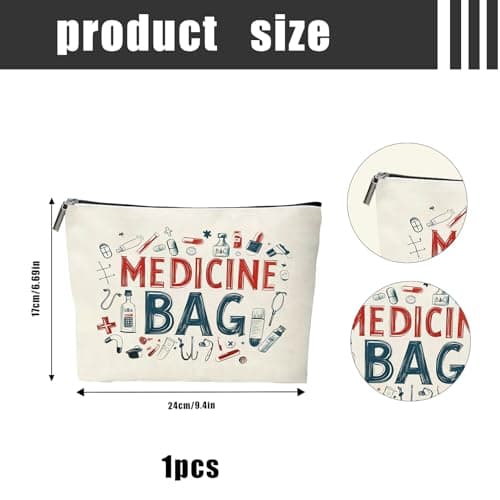 Medicine Bag,Portable Medicine Pouch Travel Essentials Pill Bag with Zipper — view 2