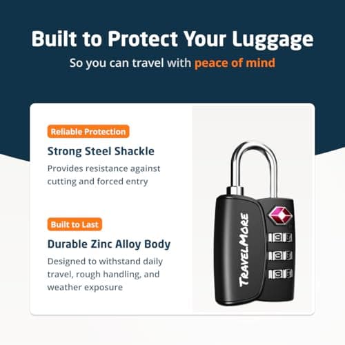 2-Pack TSA Approved 3-Digit Luggage Locks with Open Alert Indicator for Travel Suitcases & Baggage | Luggage Locks | TSA Locks | Black — view 6