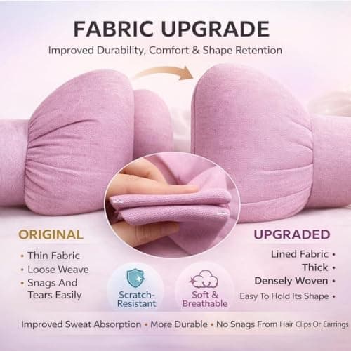 Cute Pink Bow Car Headrest Pillow,Headrest Pillow Comfortable Seat Neck Support，relieve fatigue，Head Rest Accessories for Driving Travel Driver Chair ，Girl Style(Pink 2 Pcs) — view 3