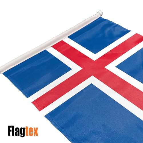 Flagtex Iceland Hand Waving Flag (9x6 Inch) - Premium Wooden Stick Hand Flag 9x6 Inch Natural Wood Pole European Blue White Red Nordic Cross Flag Events Parades — view 2