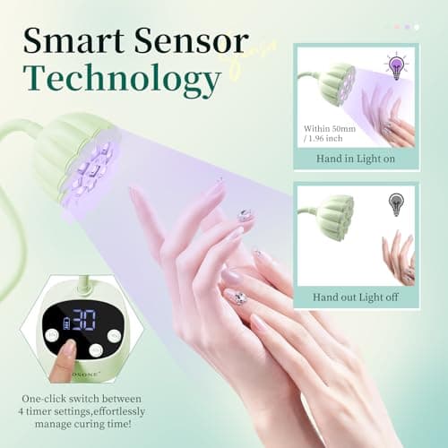 JODSONE Fast Curing U V Nail Lamp - Portable and Flexible Gooseneck Lamp with 360° Adjustable Design, Rechargeable LED Dryer for Gel Polish, Auto Sensor & 4 Timers, Home DIY Manicure Light Mint Green — view 5