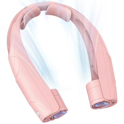 Enituo Neck Fan, 6000mAh USB Rechargeable Hands Free Personal Fan, 6 Speeds Adjustable Portable Neck Fans, Faster Cooling Wearable Fan, Ultra Quiet for Outdoor, Travel, Home, Office - Pink