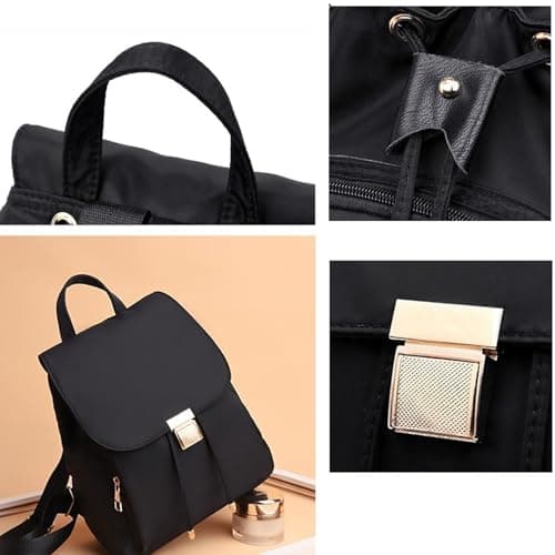 Farcauo Mini Backpack Fashion Small Nylon Backpack for Women Black Lightweight Travel Bags Cute Daypack — view 3