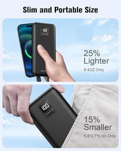 AsperX 2-Pack 10000mAh Power Bank Fast Charging Portable Charger with Cable — view 5