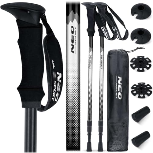 Neo-Sport Walking Walking Poles Nordic Walking Adjustable 65-135cm Aluminum EVA Foam Holder 1 Pair Black Grey