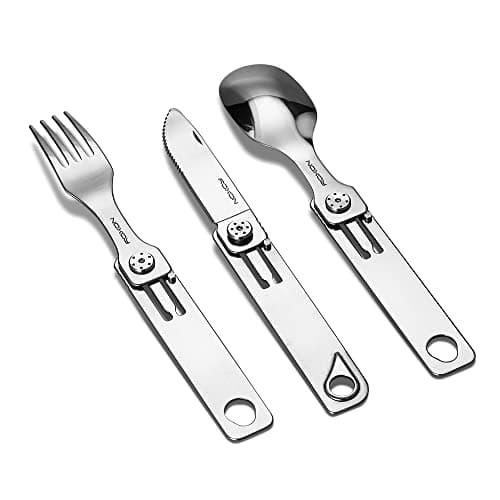 ROXON 3-in-1 Knife Spoons Fork Camping Utensils Set with Case — view 2