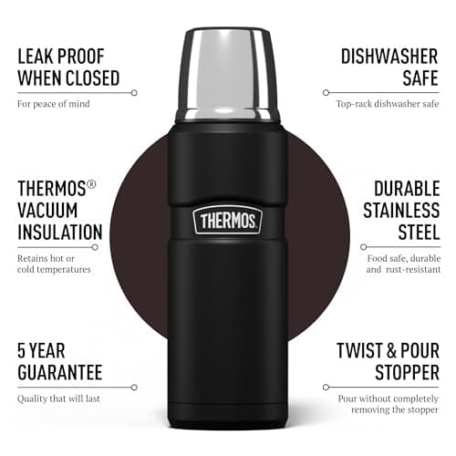 Thermos Stainless King Matt Black Drinks Flask (470ml) 18h Hot | 24h Cold — view 2