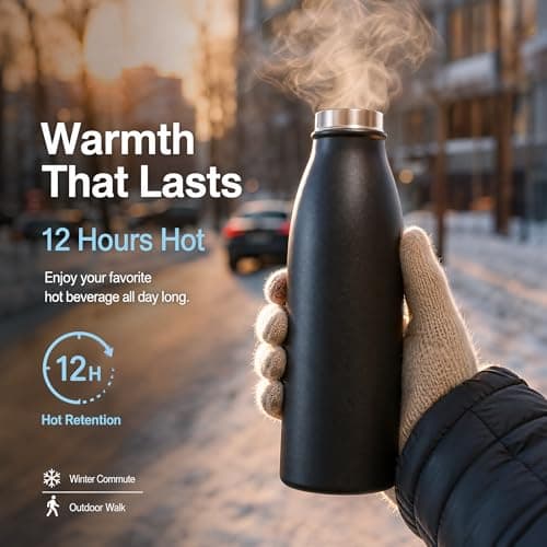 Love-KANKEI 500ml Insulated Water Bottles, Metal Water Bottle Black — view 5