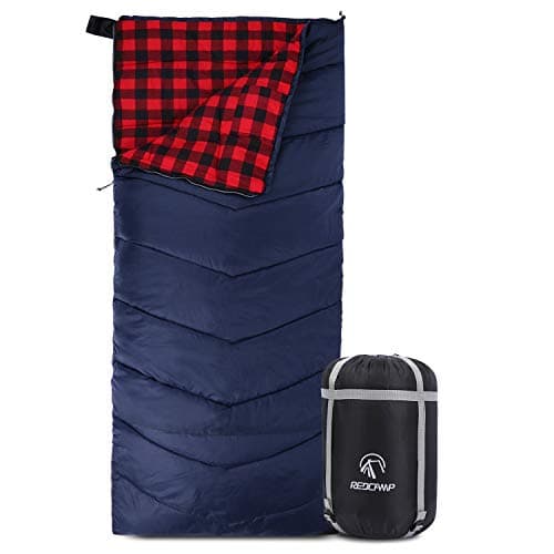 REDCAMP Cotton Sleeping Bag for Adults,3-4 Season, Flannel,Red 2lbs