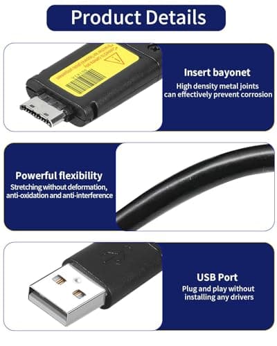 USB Charger for Samsung Digital Camera Data Sync SUC Cable for ES Series — view 3