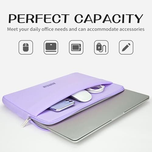 RAINYEAR 13 Inch Laptop Sleeve Soft Case with Front Pocket, Purple — view 2