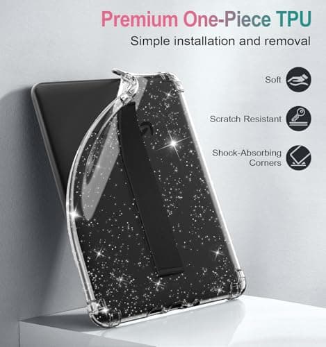 MoKo Case for 7" Kindle Paperwhite 12th Gen 2024, Glitter+Black — view 4