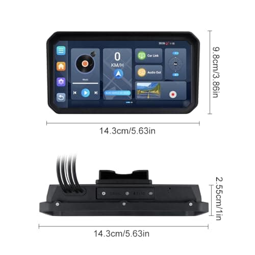 PUXZYAX Durable Motorcycle Dash Cam With Wireless Car Play Android Auto And — view 2