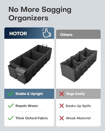 HOTOR Car Boot Oganiser - 3 Compartments Auto Trunk Organizer Collapsible — view 6