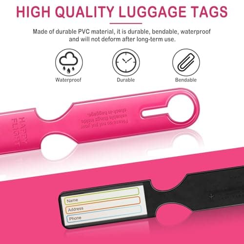 Luggage Tags 6pcs Waterproof Set, Stylish Flat Pattern Travel Bag Labels with Built-in Loop Straps, Bright Suitcase ID for Holidays and Business Trips — view 4