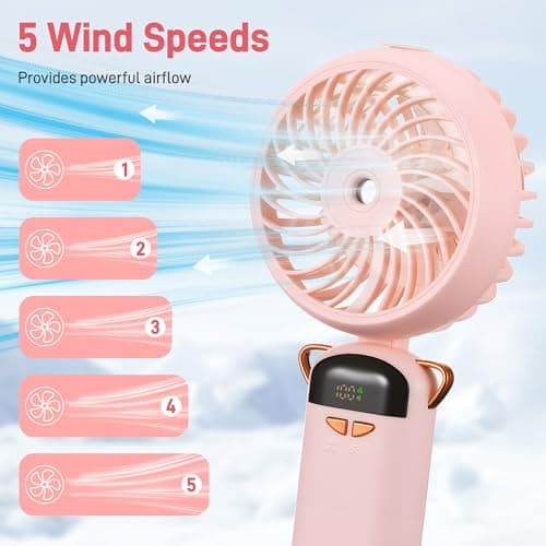 Kssvzz Portable Handheld Fan with Water Mist Spray - Pink — view 4