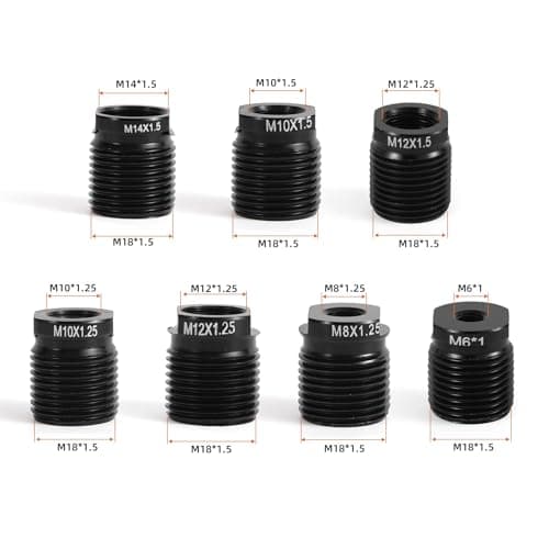 Goktvai 7pcs Gear Shift Knob Adapter Kit, Universal Aluminum Alloy Gear Shift Knob Thread Adapter Fit M8/M10/M12/M14/M6 for Stick Car Truck SUV Manual Transmission Accessories — view 2