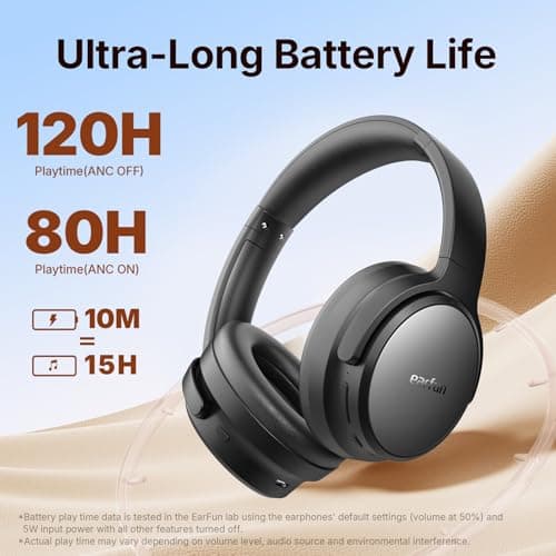 EarFun Tune Pro Active Noise Cancelling Headphones, Wireless Over Ear — view 6