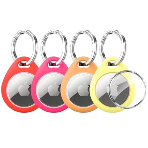 UNBREAKcable 360° Protective Case for AirTag (1st & 2nd Generation) [4 Pack], TPU Full Cover Keyring Holder with 304 Stainless Steel Keychain, Scratch-Resistant Design for Keys, Bags, Luggage