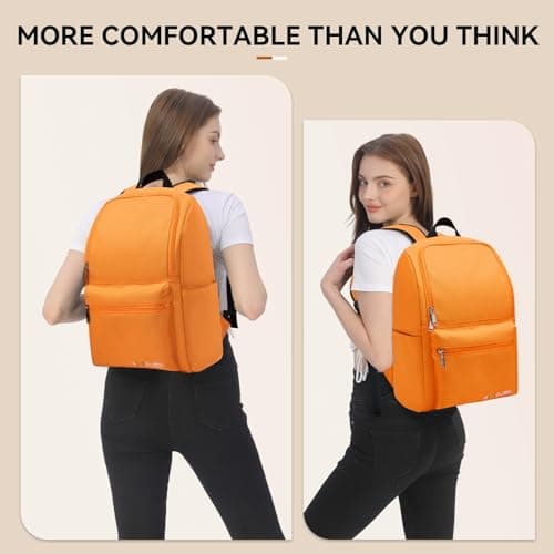 OMOUBOI Laptop Backpack for Men Women Fits 14-15.6 Inch Laptop Lightweight Bookbag School Rucksack Work Bags Anti Theft Casual Daypack for Tennis Hiking Weekender Travel Business College, Orange — view 4