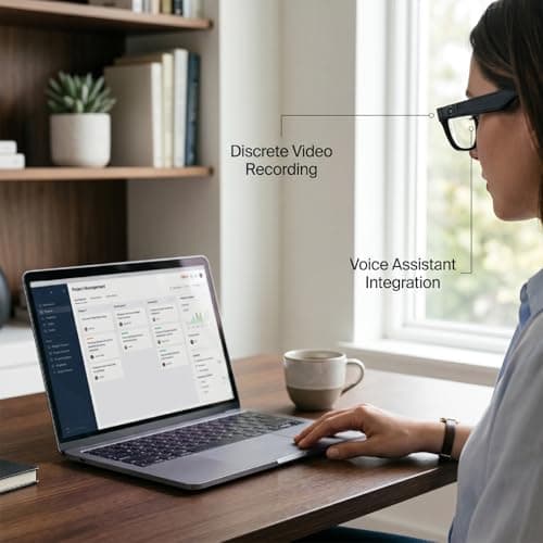 Plyisty AI Smart Glasses with Strong Flashlight and 100+ Languages Real Time Translation, Bluetooth Call Music Glasses with Immersive Audio, for Business Travel Outdoor Work — view 5