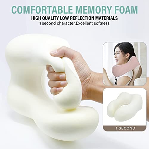 Yomisee Travel Pillow Neck Pillow for Travel Airplane Memory Foam Flight Pillow for Cars, Trains, Home, Offices (Pink) — view 2