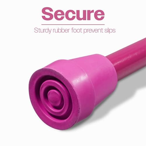 Folding Adjustable Walking Stick with Ergonomic Rubber Handle, 5 Height Settings, Lightweight Aluminum, Wrist Strap, and Non-Slip Tip. Compact for Travel. Supports up to 100kg.Pink — view 5