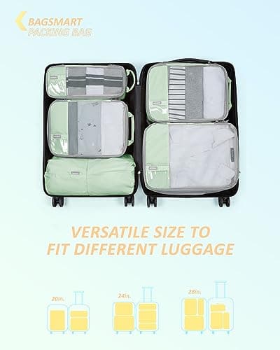 BAGSMART 6pcs Compression Travel Packing Cubes for Suitcases Backpack — view 3
