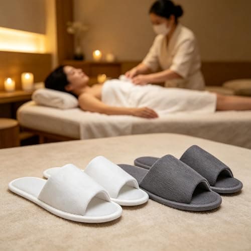 RenSton 4 Pairs Hotel Slippers, Spa Slippers with Open Toe Women and Men, Washable, Travel Slipper for Guests, Home, Spa & Airplane, Lightweight & Packable Indoor Outdoor — view 3