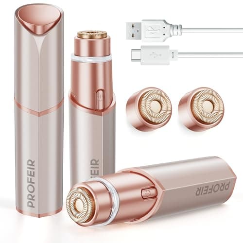 Facial Hair Removal for Women: Electric Hair Removal Device - Rechargeable Painless face Razor for Chin Upper Lip Peach Fuzz with Light (Rose Gold)