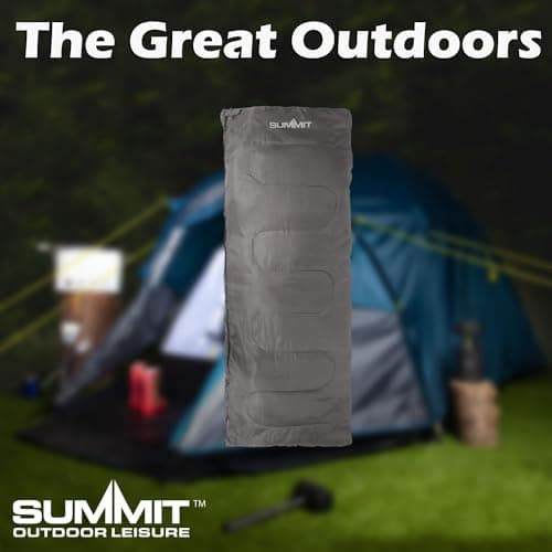 VFM e-Store - Envelope Sleeping Bag Single Stylish, Warm, Easy To Pack Camp Bag Outdoors Camping Hiking Holidays Festivals Travel - Grey Envelope — view 3