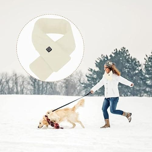 Heated Scarf,Winter Electric Heated Neck Scarf,USB Charging Heating Scarf with 3 Heating Levels,Neck Heating Pad for Pain Relief Thermal Neckerchief,Winter Gift for Men Women Outdoor Skiing(Beige) — view 4