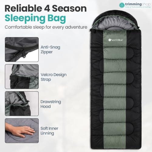 Trimming Shop Hooded Sleeping Bag, Camping Sleeping Bag, Straight Design — view 3