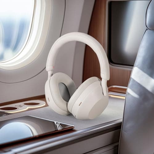 Aurivor Genuine Leather Ear Pads Cushions for Sony XM5 Noise Canceling Headphones, Premium WH-1000XM5 Replacement Earpads Covers with Soft Lambskin Leather, Optimized Memory Foam (Lambskin-Silver) — view 6