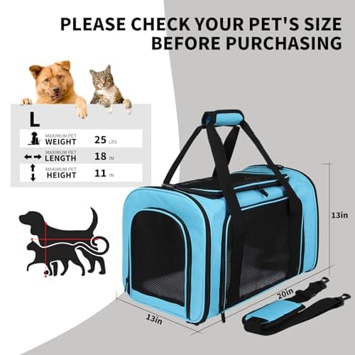 Yipincover Carriers Soft-Sided Pet Carrier Large Carrier for Medium Large Cats Dogs Under 35Lbs,Breathable Ventilated Design,Collapsible Roomy Carrier with Airline Approved(X-Large,Blue) — view 5